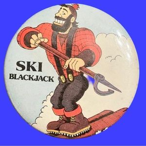 Vintage Button, Ski Blackjack Mountain located in Michigan